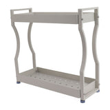 Coffee Bar Storage Rack Double Layer Cabinet Shelf Stainless Steel Countertop Organizer with Handles White 50cm / 19.7in