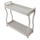 Coffee Bar Storage Rack Double Layer Cabinet Shelf Stainless Steel Countertop Organizer with Handles White 50cm / 19.7in