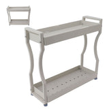 Coffee Bar Storage Rack Double Layer Cabinet Shelf Stainless Steel Countertop Organizer with Handles White 50cm / 19.7in