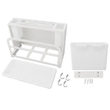 Kitchen Knife Holder White Knife Block Counter Wall Mount Large Capacity Storage Draining with Magnetic Chopstick Holder