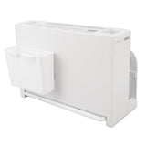 Kitchen Knife Holder White Knife Block Counter Wall Mount Large Capacity Storage Draining with Magnetic Chopstick Holder