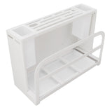 Kitchen Knife Holder White Knife Block Counter Wall Mount Large Capacity Storage Draining with Magnetic Chopstick Holder