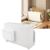Kitchen Knife Holder White Knife Block Counter Wall Mount Large Capacity Storage Draining with Magnetic Chopstick Holder