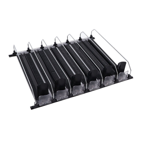 Self Pushing Drink Holder 6 Rows Adjustable Width Spring Loaded Easy Slide Large Capacity 15in Fridge Drink Dispenser Black In Australia - Darrahopens