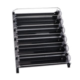 Self Pushing Drink Holder 6 Rows Adjustable Width Spring Loaded Easy Slide Large Capacity 15in Fridge Drink Dispenser Black