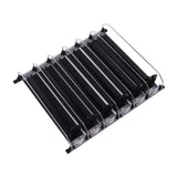 Self Pushing Drink Holder 6 Rows Adjustable Width Spring Loaded Easy Slide Large Capacity 15in Fridge Drink Dispenser Black
