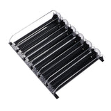 Self Pushing Drink Holder 6 Rows Adjustable Width Spring Loaded Easy Slide Large Capacity 15in Fridge Drink Dispenser Black