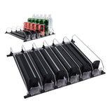 Self Pushing Drink Holder 6 Rows Adjustable Width Spring Loaded Easy Slide Large Capacity 15in Fridge Drink Dispenser Black