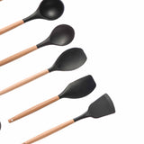 13Pcs Cooking Utensils Silicone Non Stick Heat Resistant Wooden Handle Cookware Set Kitchen Supplies