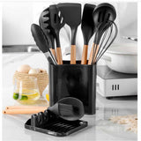 13Pcs Cooking Utensils Silicone Non Stick Heat Resistant Wooden Handle Cookware Set Kitchen Supplies