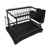 Dish Drying Rack Iron Multipurpose 2 Tier Cutlery Holder Small Dinnerware Drainer Chopsticks Cutlery Countertop Drying Rack Black