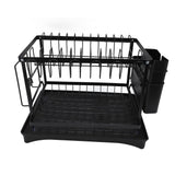 Dish Drying Rack Iron Multipurpose 2 Tier Cutlery Holder Small Dinnerware Drainer Chopsticks Cutlery Countertop Drying Rack Black