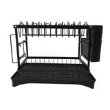 Dish Drying Rack Iron Multipurpose 2 Tier Cutlery Holder Small Dinnerware Drainer Chopsticks Cutlery Countertop Drying Rack Black