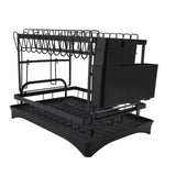 Dish Drying Rack Iron Multipurpose 2 Tier Cutlery Holder Small Dinnerware Drainer Chopsticks Cutlery Countertop Drying Rack Black