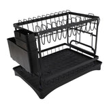 Dish Drying Rack Iron Multipurpose 2 Tier Cutlery Holder Small Dinnerware Drainer Chopsticks Cutlery Countertop Drying Rack Black