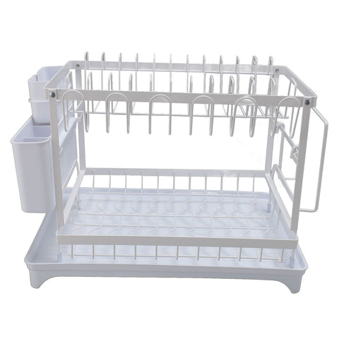 Dish Drying Rack Iron Multipurpose 2 Tier Cutlery Holder Small Dinnerware Drainer Chopsticks Cutlery Countertop Drying Rack White In Australia - Darrahopens