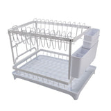 Dish Drying Rack Iron Multipurpose 2 Tier Cutlery Holder Small Dinnerware Drainer Chopsticks Cutlery Countertop Drying Rack White
