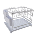 Dish Drying Rack Iron Multipurpose 2 Tier Cutlery Holder Small Dinnerware Drainer Chopsticks Cutlery Countertop Drying Rack White