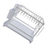 Dish Drying Rack Iron Multipurpose 2 Tier Cutlery Holder Small Dinnerware Drainer Chopsticks Cutlery Countertop Drying Rack White