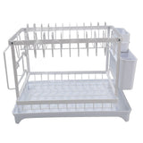 Dish Drying Rack Iron Multipurpose 2 Tier Cutlery Holder Small Dinnerware Drainer Chopsticks Cutlery Countertop Drying Rack White