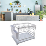 Dish Drying Rack Iron Multipurpose 2 Tier Cutlery Holder Small Dinnerware Drainer Chopsticks Cutlery Countertop Drying Rack White