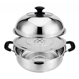 Steam Pot with Clear Lid 201 Stainless Steel Multipurpose Stock Pot Kitchen Cookware for Cooking