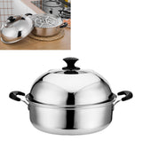 Steam Pot with Clear Lid 201 Stainless Steel Multipurpose Stock Pot Kitchen Cookware for Cooking