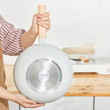 Nonstick Frying Pan Skillet Aluminum Alloy Thickened 28cm Wooden Handle Coating Cooking Omelette Pan
