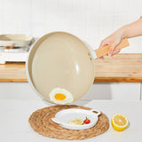 Nonstick Frying Pan Skillet Aluminum Alloy Thickened 28cm Wooden Handle Coating Cooking Omelette Pan