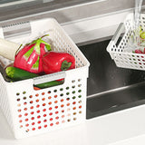 Storage Basket Plastic Multifunctional Anti Slip Handle Hollowed Organization Basket for Sundry Toys Snacks