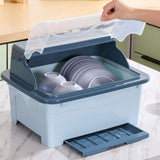 Utensil Dish Drying Rack Well Organization Dish Bowl Drainer Storage Box with Lid Cover for Home Kitchen