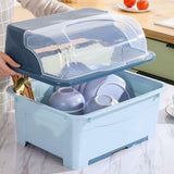Utensil Dish Drying Rack Well Organization Dish Bowl Drainer Storage Box with Lid Cover for Home Kitchen