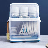 Dish Bowl Drying Rack Dustproof Sturdy Durable Multifunctional Dishes Drying Organizer Rack with Lid for Kitchen