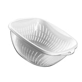 Vegetable Washing Basket Thickened Plastic Multifunctional Double Layer Fruit Colanders Bowl Set for Kitchen Large White