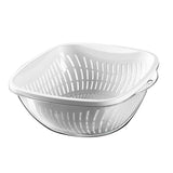 Vegetable Washing Basket Thickened Plastic Multifunctional Double Layer Fruit Colanders Bowl Set for Kitchen Large White