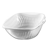 Vegetable Washing Basket Thickened Plastic Multifunctional Double Layer Fruit Colanders Bowl Set for Kitchen Large White