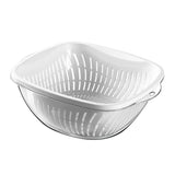 Vegetable Washing Basket Thickened Plastic Multifunctional Double Layer Fruit Colanders Bowl Set for Kitchen Large White