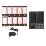 Wireless Calling System Efficient 1000m Stable Signal Moderate Vibration Strength with 1 Base 10 Guest Pagers Wireless Paging System for Restaurant EU Plug 100‑240V