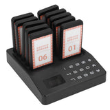 Wireless Calling System Efficient 1000m Stable Signal Moderate Vibration Strength with 1 Base 10 Guest Pagers Wireless Paging System for Restaurant EU Plug 100‑240V