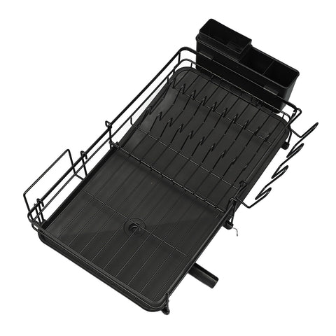 Dish Drying Rack Multifunction Rust Proof Expandable Plate Drainer with Utensil Holder for Kitchen Counter and Sink Black In Australia - Darrahopens