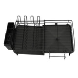 Dish Drying Rack Multifunction Rust Proof Expandable Plate Drainer with Utensil Holder for Kitchen Counter and Sink Black
