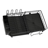 Dish Drying Rack Multifunction Rust Proof Expandable Plate Drainer with Utensil Holder for Kitchen Counter and Sink Black