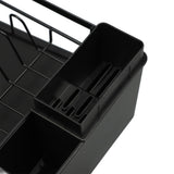 Dish Drying Rack Multifunction Rust Proof Expandable Plate Drainer with Utensil Holder for Kitchen Counter and Sink Black