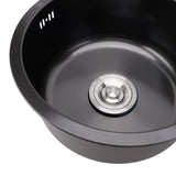 Undermount Small Kitchen Sink Professional Nano Black Stainless Steel Single Bowl Kitchen Bar Sink for Kitchen Bar Diameter 15.7in