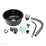 Undermount Small Kitchen Sink Professional Nano Black Stainless Steel Single Bowl Kitchen Bar Sink for Kitchen Bar Diameter 15.7in