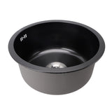 Undermount Small Kitchen Sink Professional Nano Black Stainless Steel Single Bowl Kitchen Bar Sink for Kitchen Bar Diameter 15.7in
