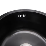 Undermount Small Kitchen Sink Professional Nano Black Stainless Steel Single Bowl Kitchen Bar Sink for Kitchen Bar Diameter 15.7in