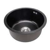 Undermount Small Kitchen Sink Professional Nano Black Stainless Steel Single Bowl Kitchen Bar Sink for Kitchen Bar Diameter 15.7in