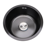 Undermount Small Kitchen Sink Professional Nano Black Stainless Steel Single Bowl Kitchen Bar Sink for Kitchen Bar Diameter 15.7in