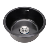 Undermount Small Kitchen Sink Professional Nano Black Stainless Steel Single Bowl Kitchen Bar Sink for Kitchen Bar Diameter 15.7in